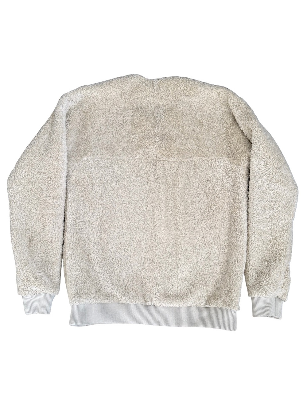 Warm Cozy Patagonia Women’s Cream Sherpa Zip-Neck Sweater with Brown Trim Size S - Picture 5 of 5